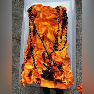 Dollskill Vibrant Flame Print Dress